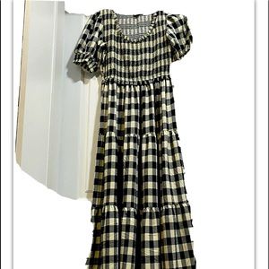 White and blue checkered summer dress